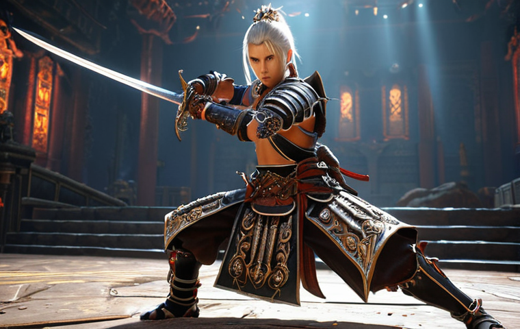 ** A Blade & Soul character, intensely focused, practicing a complex skill combo in a training arena, with skill effects and damage numbers displaying. Polish warrior in full armor, sword in hand, cinematic lighting.
**