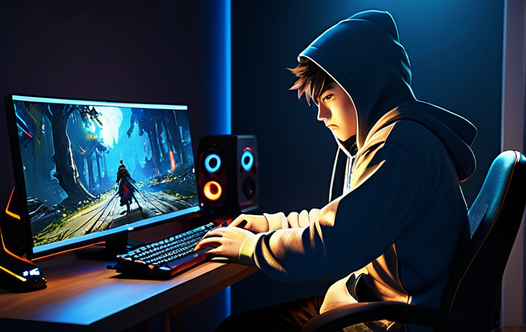 블레이드앤소울 인게임 코칭 툴 - **
"A focused gamer, fully clothed in a comfortable hoodie, sitting at a gaming desk with a Blade &...